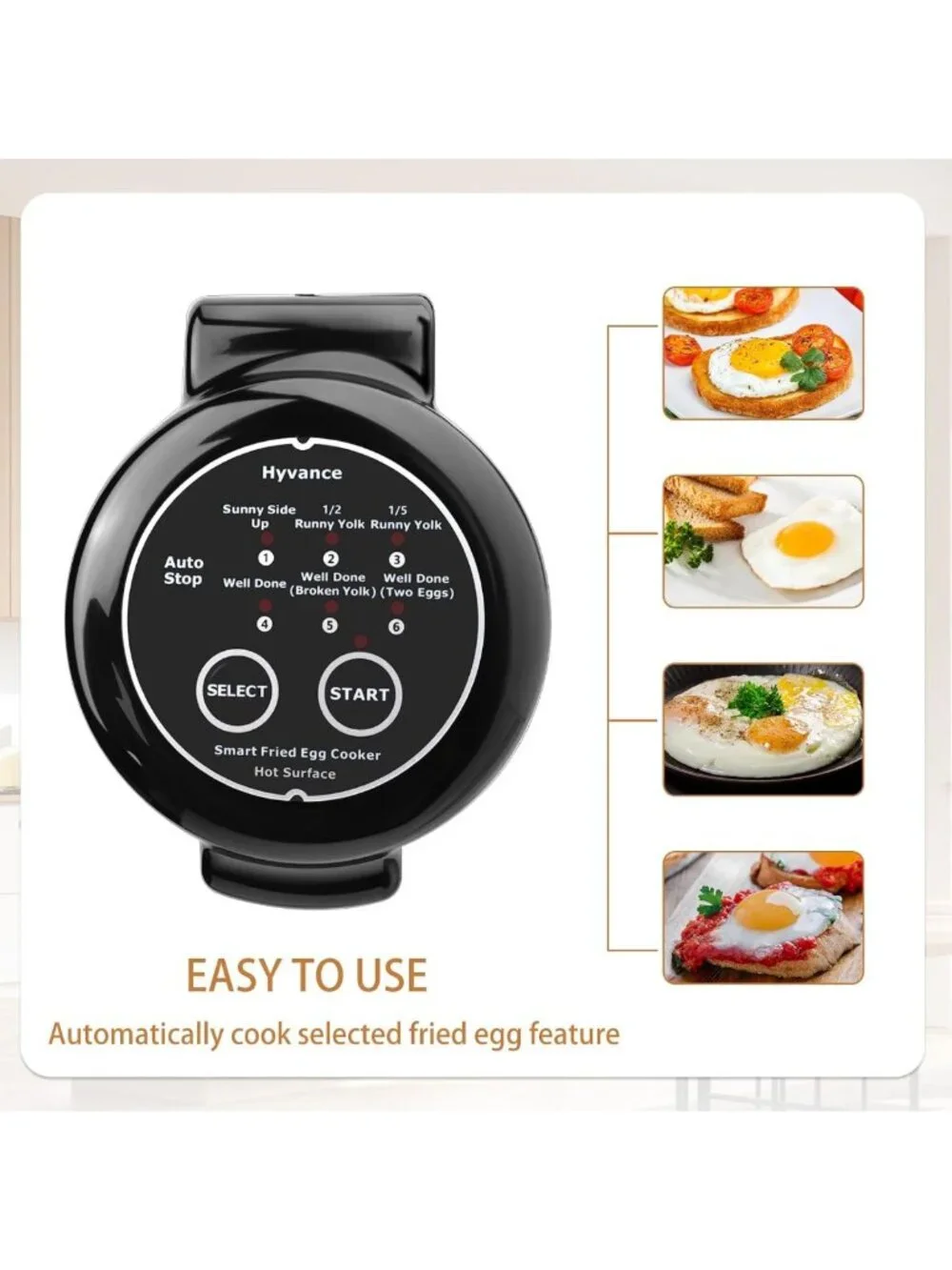 Automatic Fried Egg Cooker for 6 - Non-Stick, Auto Power Off, Easy to Use!
